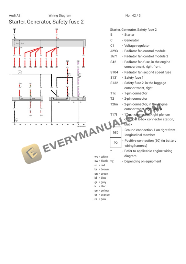 Audi S8 Quattro Sedan (4HC) 2018 Electrical Diagrams V8-4.0L Turbo (DDTA) 5 Audi S8 Quattro Sedan (4HC) 2018 Electrical Diagrams V8-4.0L Turbo (DDTA) - Image 3