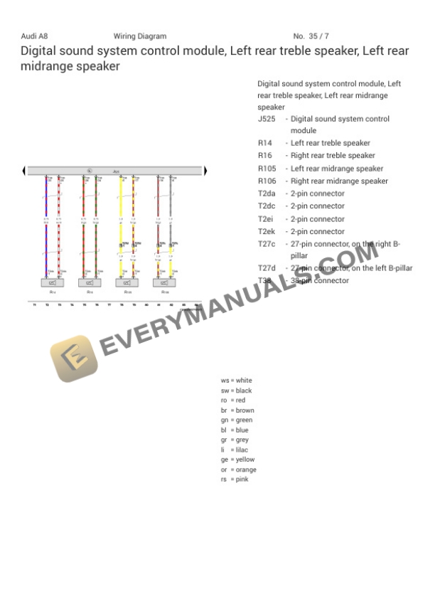 Audi S8 Quattro Sedan (4HC) 2018 Electrical Diagrams V8-4.0L Turbo (DDTA) 6 Audi S8 Quattro Sedan (4HC) 2018 Electrical Diagrams V8-4.0L Turbo (DDTA) - Image 4