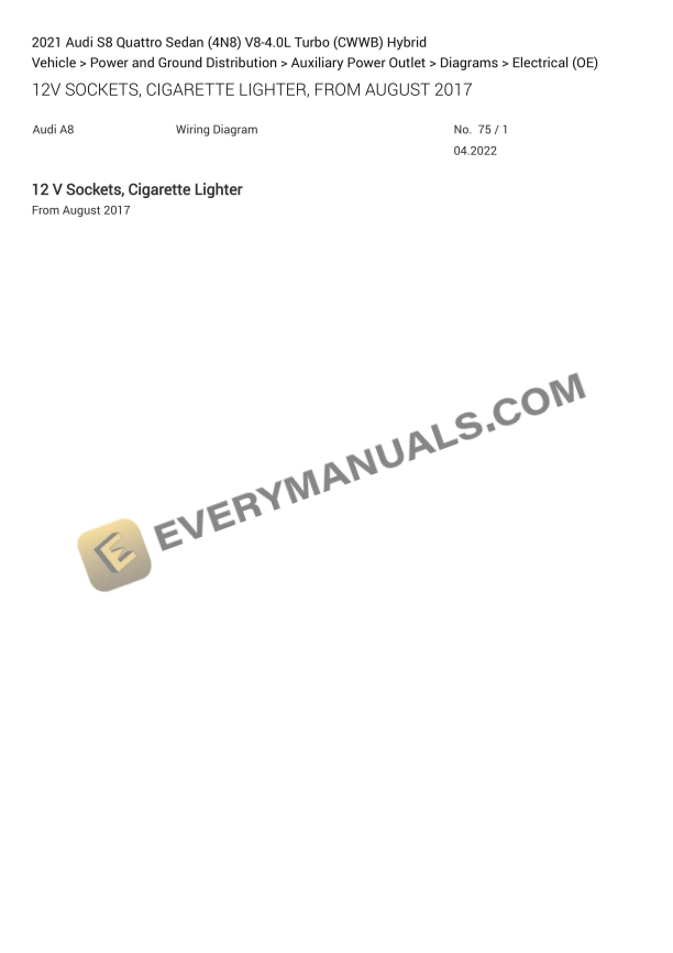 audi s8 quattro sedan 4n8 2021 electrical diagrams v8 40l turbo cwwb hybrid 1
