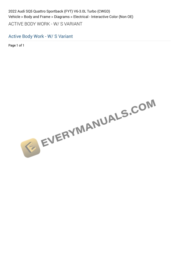Audi SQ5 Quattro Sportback (FYT) 2022 Electrical Diagrams V6-3.0L Turbo (CWGD)