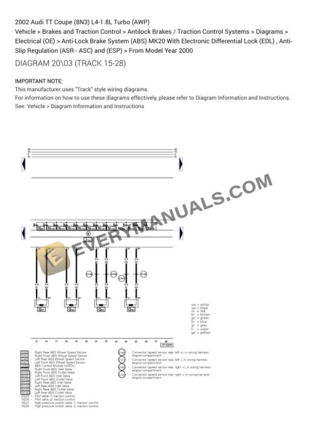 Audi TT Coupe (8N3) 2002 Electrical Diagrams L4-1.8L Turbo (AWP) 4 Audi TT Coupe (8N3) 2002 Electrical Diagrams L4-1.8L Turbo (AWP) - Image 2