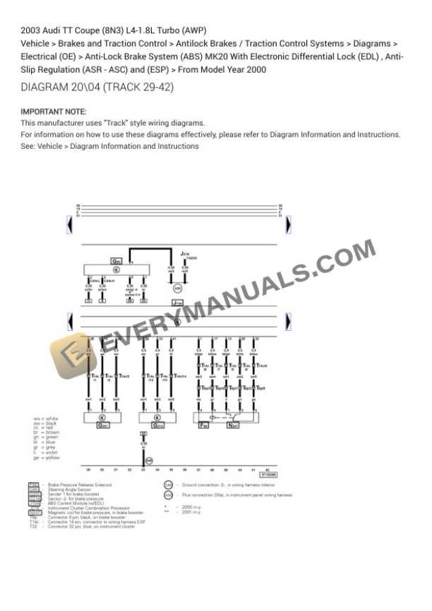 Audi TT Coupe (8N3) 2003 Electrical Diagrams L4-1.8L Turbo (AWP) 4 Audi TT Coupe (8N3) 2003 Electrical Diagrams L4-1.8L Turbo (AWP) - Image 2