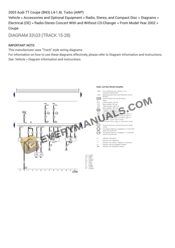 Audi TT Coupe (8N3) 2003 Electrical Diagrams L4-1.8L Turbo (AWP) 6 Audi TT Coupe (8N3) 2003 Electrical Diagrams L4-1.8L Turbo (AWP) - Image 4