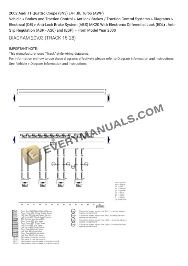 Audi TT Quattro Coupe (8N3) 2002 Electrical Diagrams L4-1.8L Turbo (AWP) 4 Audi TT Quattro Coupe (8N3) 2002 Electrical Diagrams L4-1.8L Turbo (AWP) - Image 2
