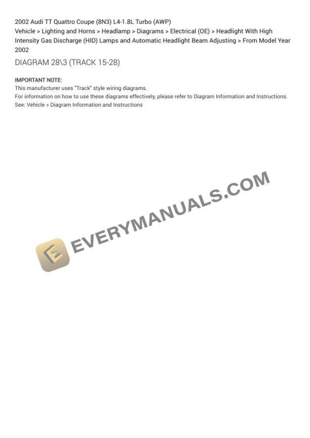 Audi TT Quattro Coupe (8N3) 2002 Electrical Diagrams L4-1.8L Turbo (AWP) 5 Audi TT Quattro Coupe (8N3) 2002 Electrical Diagrams L4-1.8L Turbo (AWP) - Image 3