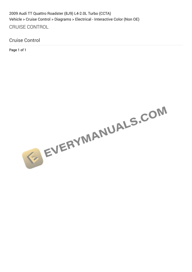 Audi TT Quattro Roadster (8J9) 2009 Electrical Diagrams L4-2.0L Turbo (CCTA)
