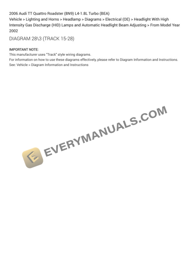 Audi TT Quattro Roadster (8N9) 2006 Electrical Diagrams L4-1.8L Turbo (BEA) 5 Audi TT Quattro Roadster (8N9) 2006 Electrical Diagrams L4-1.8L Turbo (BEA) - Image 3