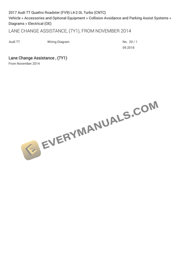 Audi TT Quattro Roadster (FV9) 2017 Electrical Diagrams L4-2.0L Turbo (CNTC) 7 Audi TT Quattro Roadster (FV9) 2017 Electrical Diagrams L4-2.0L Turbo (CNTC) - Image 5