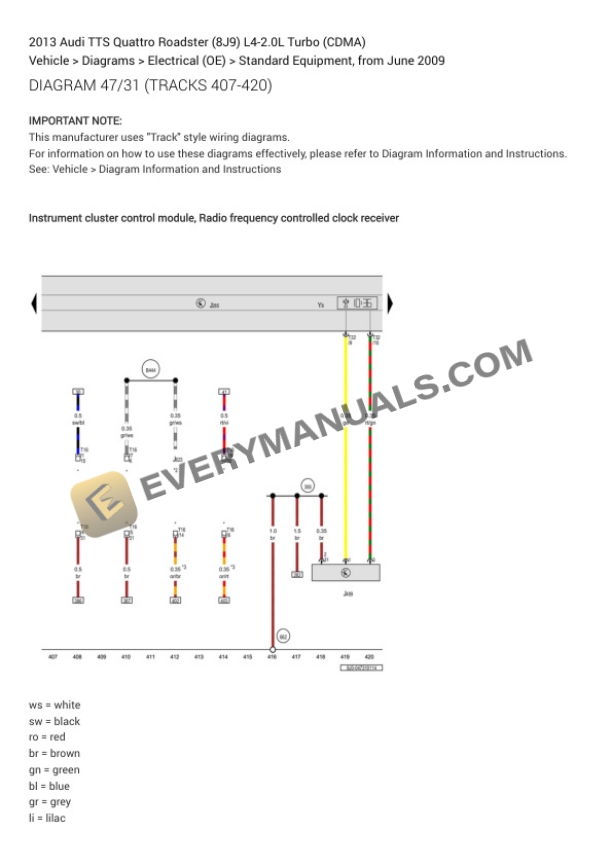 Audi TTS Quattro Roadster (8J9) 2013 Electrical Diagrams L4-2.0L Turbo (CDMA) 5 Audi TTS Quattro Roadster (8J9) 2013 Electrical Diagrams L4-2.0L Turbo (CDMA) - Image 3