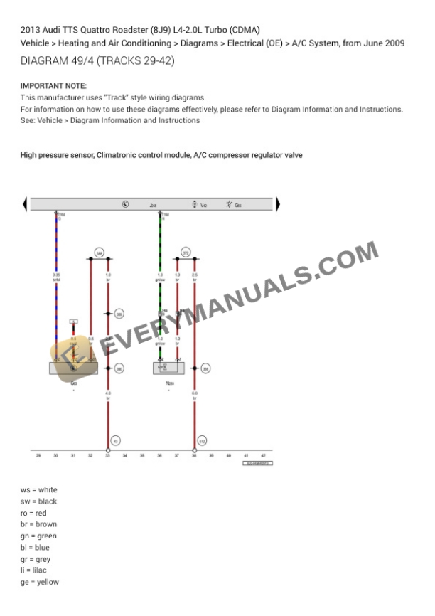 Audi TTS Quattro Roadster (8J9) 2013 Electrical Diagrams L4-2.0L Turbo (CDMA) 6 Audi TTS Quattro Roadster (8J9) 2013 Electrical Diagrams L4-2.0L Turbo (CDMA) - Image 4