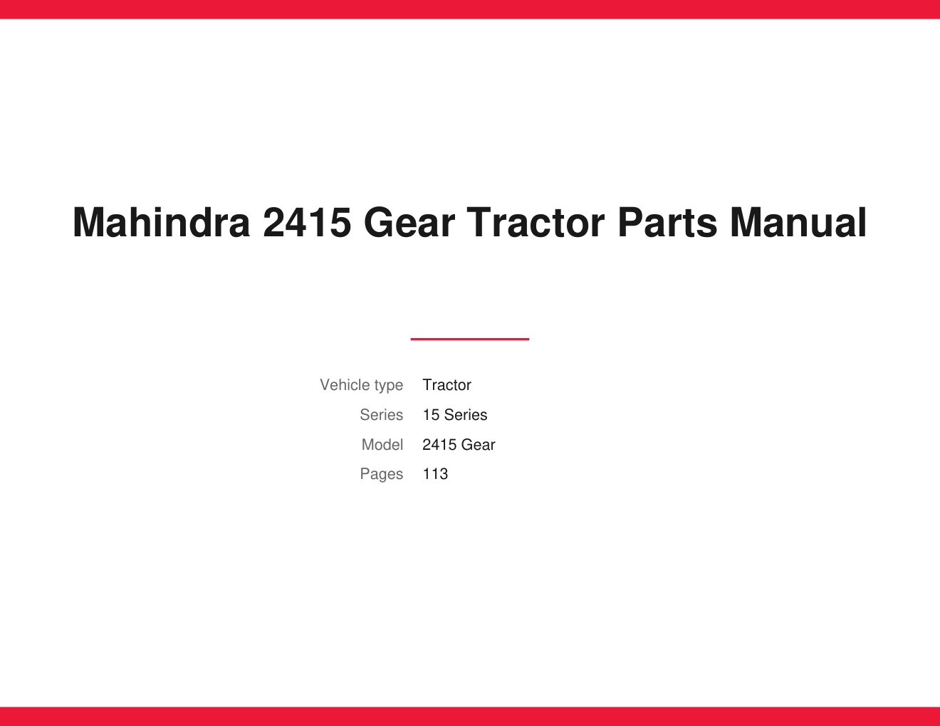 Mahindra 2415 Gear Tractor Parts Manual 1 Mahindra 2415 Gear Tractor Parts Manual