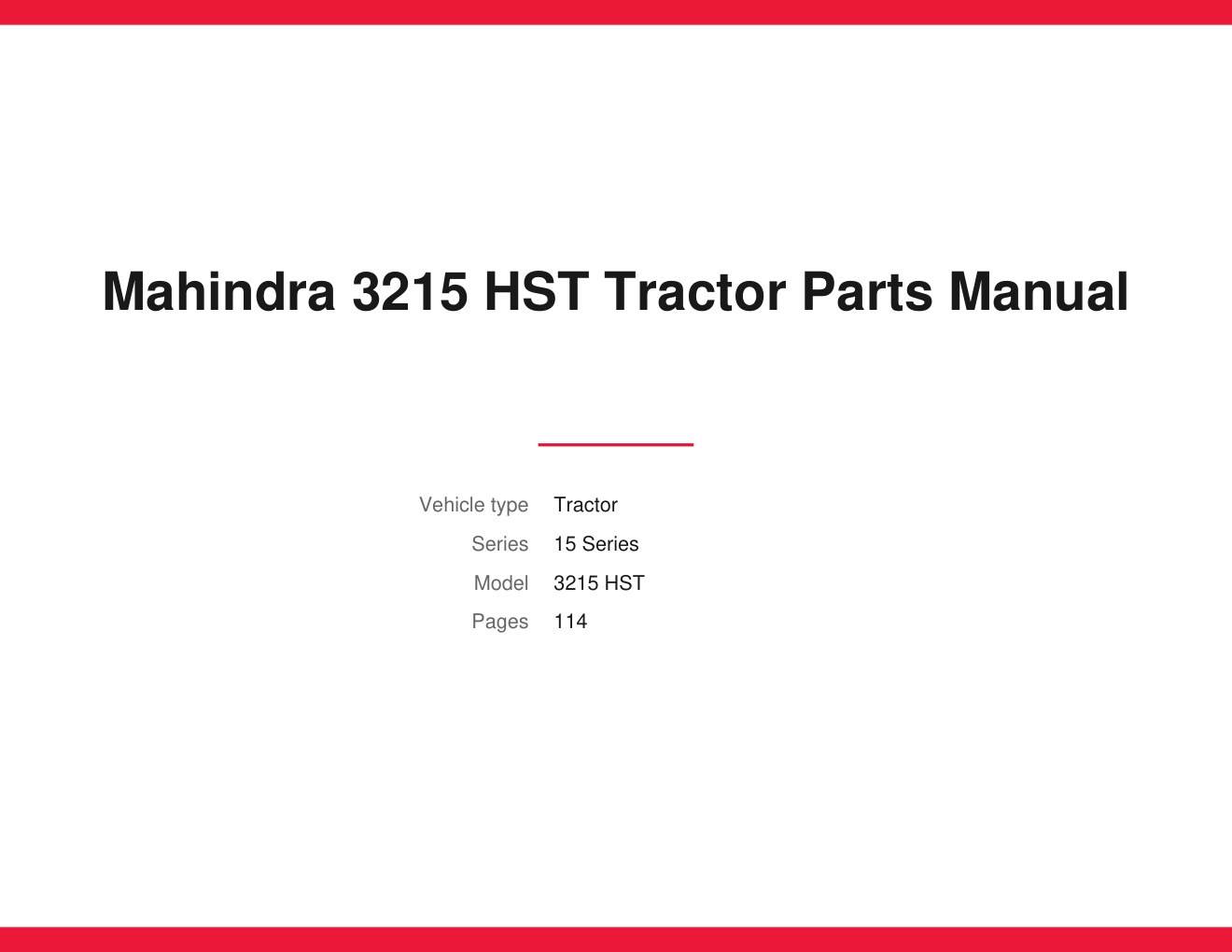 Mahindra 3215 HST Tractor Parts Manual 1 Mahindra 3215 HST Tractor Parts Manual