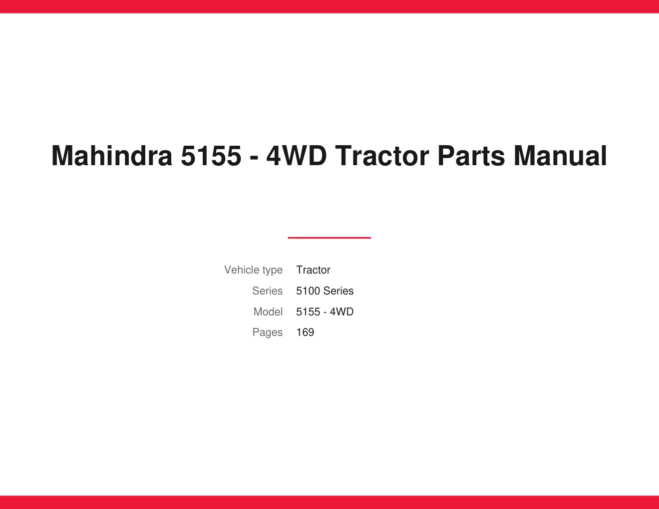 Mahindra 5155 - 4WD Tractor Parts Manual