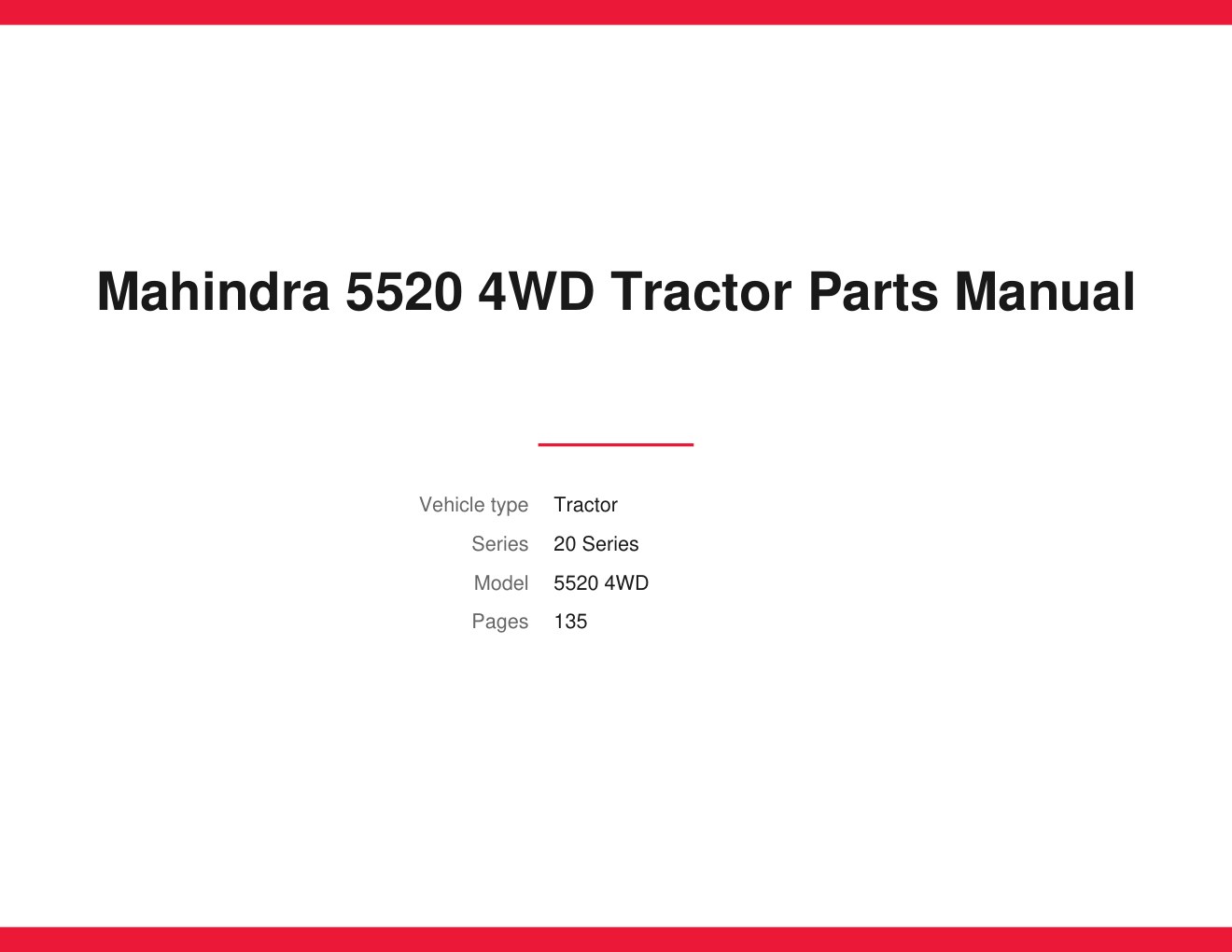 Mahindra 5520 4WD Tractor Parts Manual 1 Mahindra 5520 4WD Tractor Parts Manual