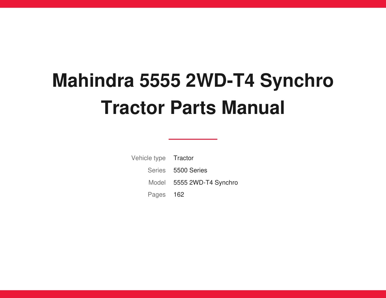 Mahindra 5555 2WD-T4 Synchro Tractor Parts Manual 1 Mahindra 5555 2WD-T4 Synchro Tractor Parts Manual