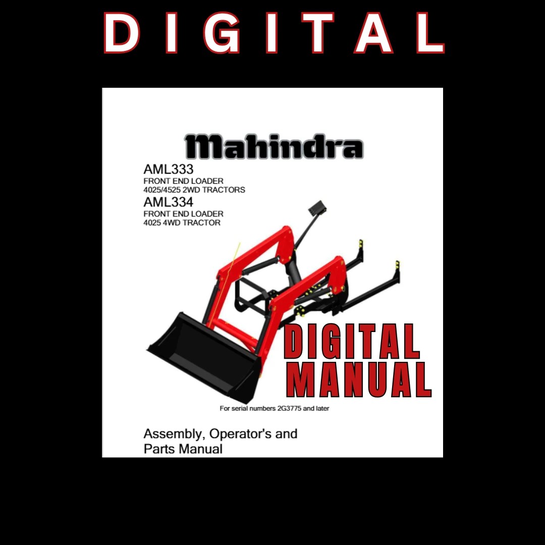 Mahindra Tractor AML333 AML334 Loader Operator Parts Manual